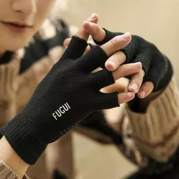 Short Outdoor Unisex Half Finger Driving Mittens Man Gloves Mittens Cycling Gloves black-half finger