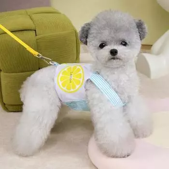 Short pet small dog mesh dog clothes vest chest strap leash spring and summer S