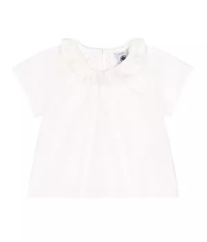 Short sleeve blouse A0CND White 24 months 86cm [Petit Bateau] белый