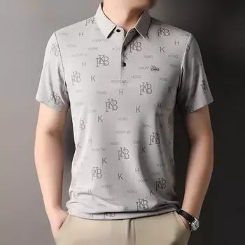 Short Sleeve Breathable Men S T-Shirt Business Casual Lapel Jacquard Polo Shirt M