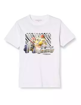Short Sleeve Mario VS Bowser Lace Cotton Goods White 2 XL [Mario Kart] T-shirt