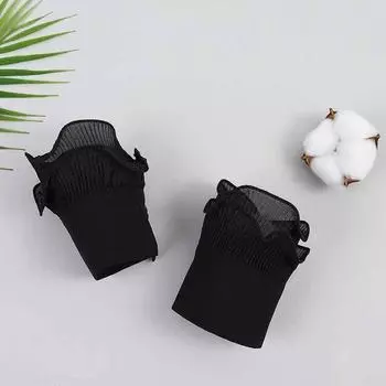 Short Sleeve Oversleeve Women s Easiest for Match Mesh Lace Decorative Sleeve Sweatshirt Gloves Base Lace Short Fake Cuff Black wood ear edge [double-breasted]] One size