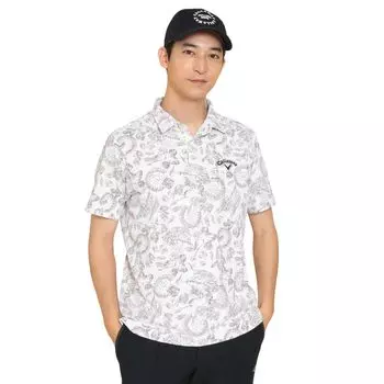 Short Sleeve Polo Shirt Moisture Quick Golf C24234106 [Callaway] Men s (Dot Print, Wicking, Drying) / / 1030_White