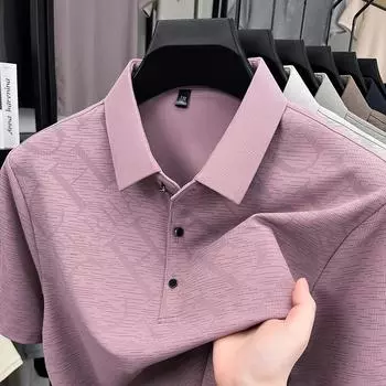 Short Sleeve Polo Shirt Thin Loose Solid Color T-Shirt Letter Print Bottom Top M