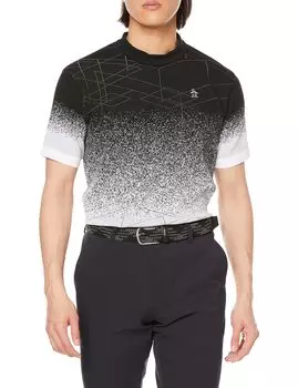 Short Sleeve Shirt Gradient Mock Neck Knit Hand Washable Golf MGMVJA03 BK00 Equivalent to Japanese Size 2L [Munsingwear] Men s (Black)