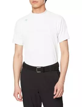 Short Sleeve Shirt Mock Neck Chest Logo Sweat Absorbent Quick Drying UVCUT Stretch Through Golf DGMVJA15 WH00 Equivalent to Japanese Size 3L [DESCENTE