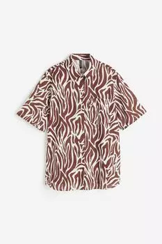 Short-sleeved linen-blend shirt