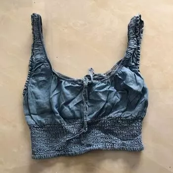 Short Vest Summer New Foreign Trade Women clothes Elastic Strap Short Navel Inner wear Outer Wear Vest 24507 Blue B- 6-25-2 M