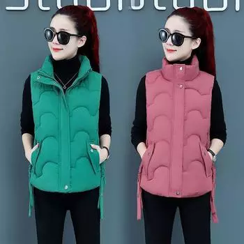 Короткий жилет женский весна, осень и зима новый пуховый хлопковый жилет большой размер жилет корейская версия студенческого модного пальто прилив M чёрный