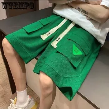Shorts for Men Summer Plus Size Half Pants Five Quarter Pants Waffle American Basketball Sports Shorts M