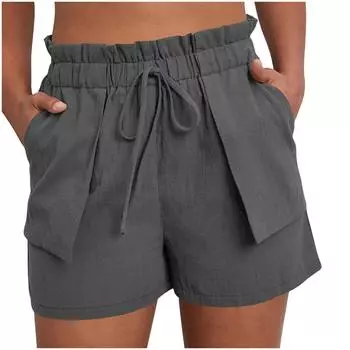 Shorts For Women Solid Color Casual Summer Loose Pocket Shorts XL