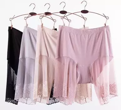 Шорты больших размеров под юбкой, сексуальные кружевные штаны с защитой от натирания бедер, 2 в 1, женское нижнее белье большого размера L ( 60-90kg) розовый