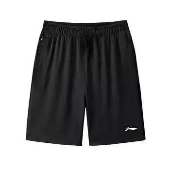 Шорты для бадминтона Li Ning, однотонные, быстросохнущие, с боковыми карманами на молнии, мужские, черные AAPU225-1 XL
