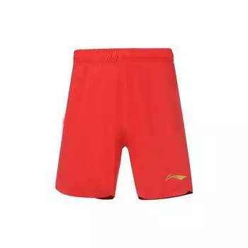 Шорты для бадминтона Li Ning, однотонные, влагоотводящие, быстросохнущие, дышащие, спортивные, прямые, для соревнований, мужские шорты, малиново-красные AAPQ265-1 L