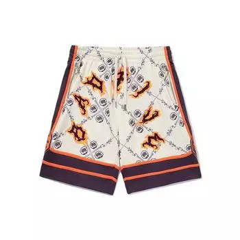 Шорты для баскетбольной серии Li Ning Sports с логотипом и цветными блоками, мужские шорты ванильно-белого цвета AAPR581-1 S