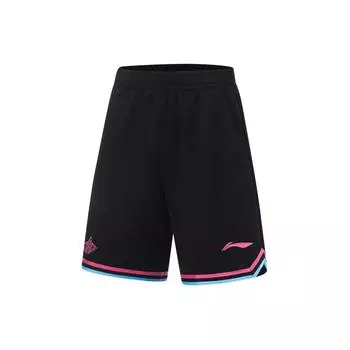 Шорты для баскетбола Li Ning CBA Basketball Series, быстросохнущие, прохладные, эластичные, спортивные, мужские, шорты для баскетбола, черные, азалия-розовые AAPU209-2 M