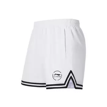 Шорты для баскетбола Li Ning Professional Basketball Series, полосатые, со средней посадкой, удобные, универсальные, дышащие, прямые, повседневные, мужские, белые, AKSU941-2 M