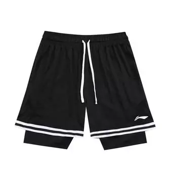 Шорты для баскетбола Li Ning, свободный крой, из двух частей, повседневные, мужские, черные, YAPU011-1 M