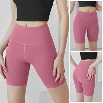 Шорты для йоги Облегающий крой Высокая эластичность Контроль живота Бесшовные Быстросохнущие Выдалбливают Защита от воздействия Приподнятые ягодицы Мягкая высокая талия Бег Бег Спорт L чёрный