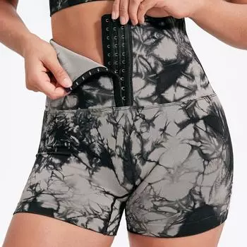 Шорты для йоги с завязками и завязками, велосипедные колготки с высокой талией для женщин, корректирующее белье, шорты для тренировки живота, фитнес-шорты, одежда для спортзала S чёрный