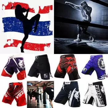 Шорты для ММА, мужские боксерские штаны для кикбоксинга, тренировочный зал, дышащие шорты для боевых искусств, Муай Тай, одежда для боя в клетке S
