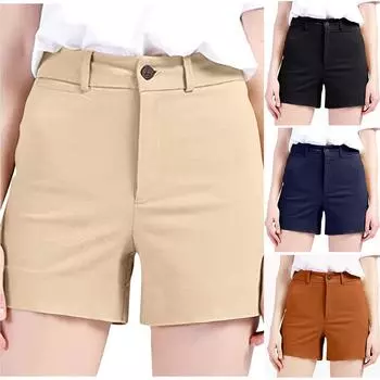 Шорты для женщин, модные универсальные короткие брюки из эластичного твила с карманом, повседневные шорты для тренировок больших размеров, женские шорты XXL имбирный