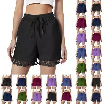 Шорты для женщин, однотонные повседневные модные шорты, мягкие эластичные талии, хлопковые и льняные шорты XXXXXL синий