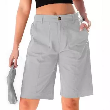 Шорты для женщин, шорты-карго, длиной до колена, эластичный пояс, длинные шорты для лета, повседневные L