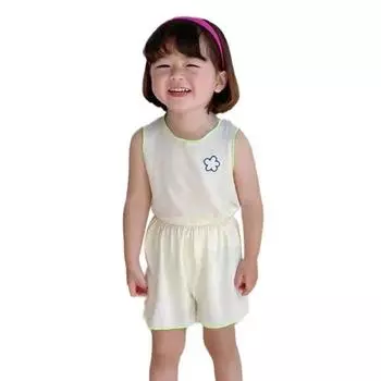 Шорты, комплект из двух предметов, повседневный топ без рукавов с вышивкой для маленьких мальчиков и девочек 80