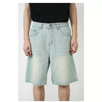 Шорты из денима High Street, летние модели, свободные, прямые, широкие, повседневные, пять брюк, мужские брюки, прямые, свободные джинсы для мужчин, модные и удобные S черный серый