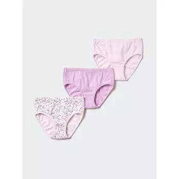 Uniqlo Япония Девушки шорты из эластичного хлопка 3 шт. в упаковке 70 LIGHT PURPLE/100