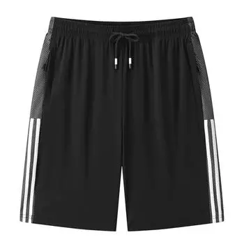 Шорты из ледяного шелка, мужские свободные повседневные брюки больших размеров, спортивные быстросохнущие шорты, универсальные шорты 6XL чёрный