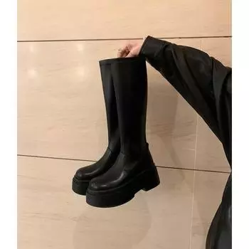 Shorty Le Thick Bottom Legs Elastic Medium Boots Women s Skinny Boots Boots 35 чёрный