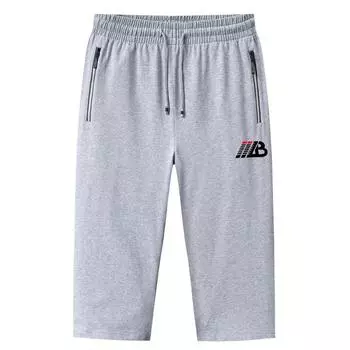 Шорты мужские летние хлопчатобумажные вязаные брюки средней длины с семью точками 6XL чёрный