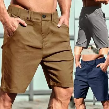 Шорты, мужские повседневные шорты, летние однотонные шорты-бермуды длиной до колена, мужская модная одежда, мужские тонкие брюки S чёрный