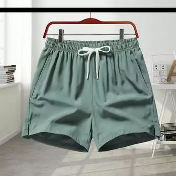 Шорты мужские Yousheng, эластичный пояс, регулируемые повседневные шорты на шнурке с карманами, однотонные, быстросохнущие спортивные шорты XL чёрный