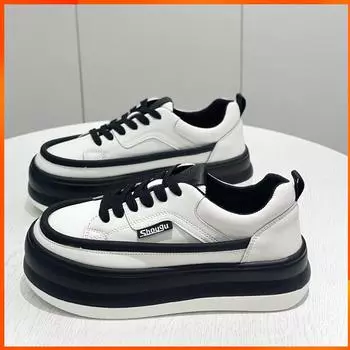 Shougu, подлинные осенние легкие кожаные туфли с толстой подошвой, женская модная универсальная милая повседневная обувь 39 белый