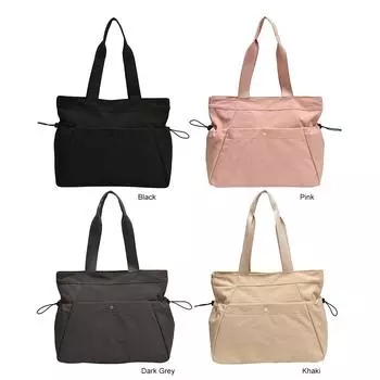 Сумка через плечо для женщин, водонепроницаемая сумка-хобо, нейлоновая, с боковыми завязками, большая спортивная сумка с застежкой-молнией, сумка-портфель для путешествий и работы чёрный