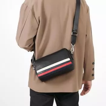 Сумка через плечо мужская сумка через плечо из коровьей кожи деловая повседневная модная контрастная по цвету натуральная кожа большая вместительная мужская сумка чёрный