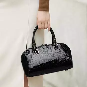 Сумка через плечо из коровьей кожи для женщин Оригинальный дизайн Форма подушки Черные сумки Высокий класс Бизнес