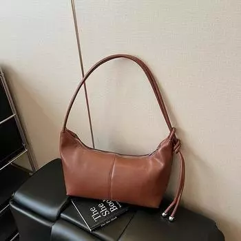 Shoulder bag solid color casual versatile messenger bag niche design versatile commuter underarm bag women коричневый