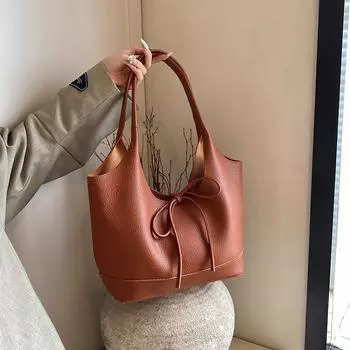 Сумка через плечо, сумка-тоут, модная и трендовая женская сумка 2024 года, простая и повседневная, большая вместительная сумка подмышкой, текстура