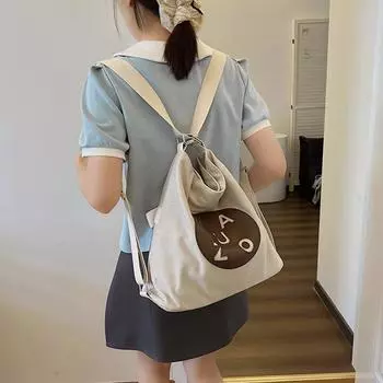 Shoulder Bag Women s Bag Trend Backpack Simple Fashion Large Capacity Canvas Bag чёрный