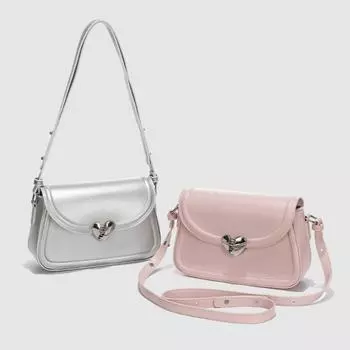 Сумки через плечо для женщин, модные сумки Y2k в форме сердца, женские серебряные сумки, простые кожаные сумки через подмышки