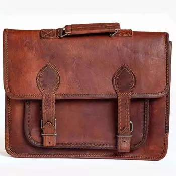 Shoulder Laptop Briefcase Daily Use Bag Men Vintage Men s Leather Messenger 15 x 11 x 4 in