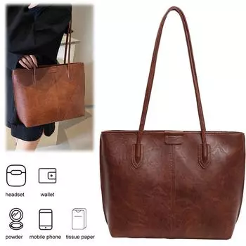 Shoulder Purse for Women with Zipper Top Handle Satchel Purse PU Leather Solid Color Shopping Commuter Bag кофейный