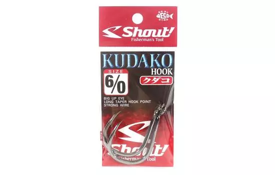 Shout 06-KH Kudako Power Jigging одинарный крючок, черный, размер 6/0 (9608)