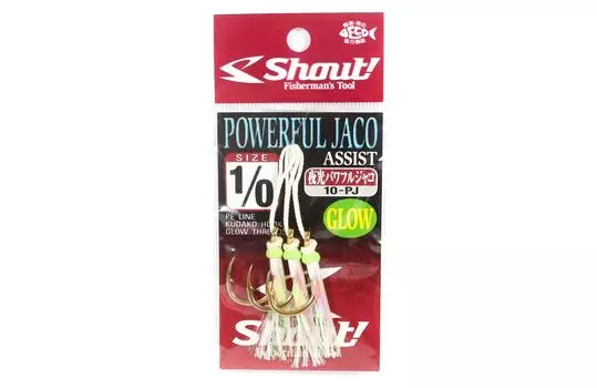 Shout 10-PJ Powerful Jaco Hook Rigged Assist Glow, размер 1/0 (8100) округ Колумбия