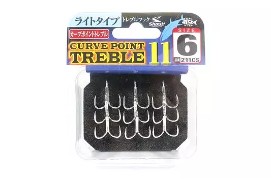 Shout 211-CS Curve Point Treble Hook Light Gauge Размер 6 (9579)