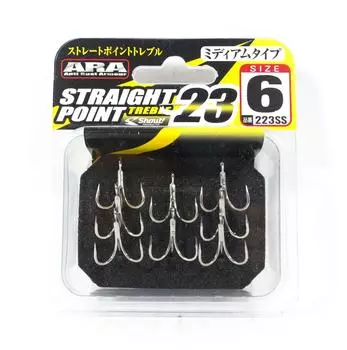 Shout 223-SS Тройной крючок с прямым острием, средний размер, размер 6 (2454)